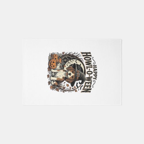 Happy Howl-O-Ween Beagle Witch Hat Halloween Shirt Rug