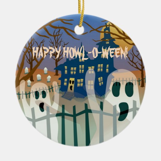 Happy Howl-O-Ween Ceramic Ornament