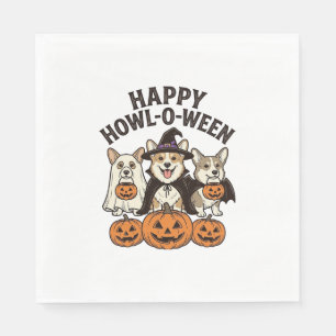 Happy Howl-O-Ween Corgi Halloween Dog Vector Desig Napkins
