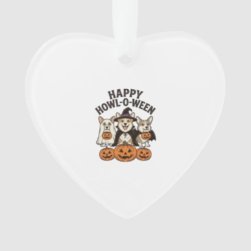 Happy Howl-O-Ween Corgi Halloween Dog Vector Desig Ornament