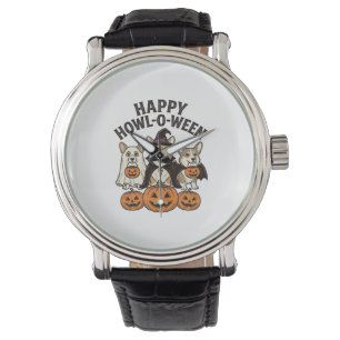 Happy Howl-O-Ween Corgi Halloween Dog Vector Desig Watch