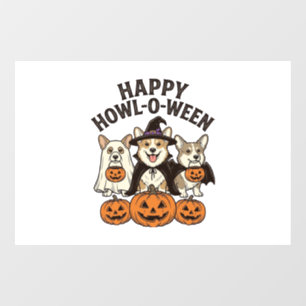 Happy Howl-O-Ween Corgi Halloween Dog Vector Desig Window Cling