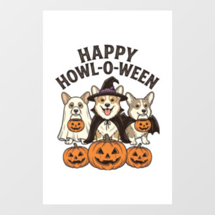 Happy Howl-O-Ween Corgi Halloween Dog Vector Desig Window Cling
