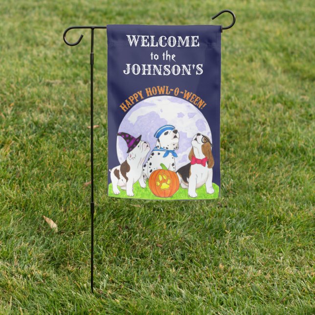 Happy Howl-O-Ween Costume Dogs Welcome Garden Flag (In SItu)
