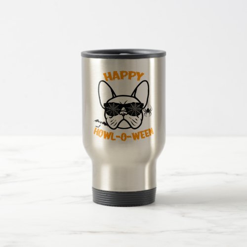 Happy Howl_O_Ween French Bulldog Dog Travel Mug