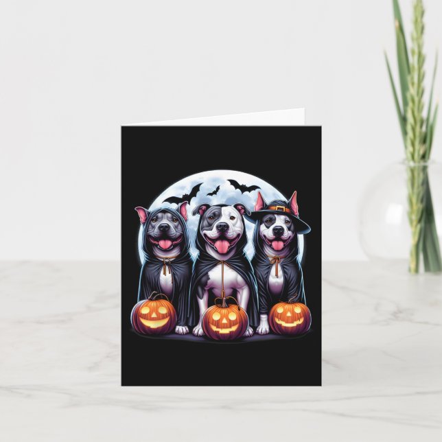 Happy Howl-o-ween Halloween Pitbull Dog Pumpkin Gh Card (Front)