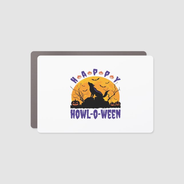 Happy Howl O Ween Howling Halloween Dog Essential  Car Magnet (Front)
