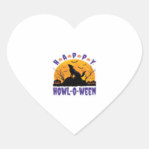 Happy Howl O Ween Howling Halloween Dog Essential Heart Sticker
