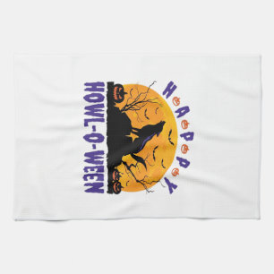 Happy Howl O Ween Howling Halloween Dog Essential Kitchen Towel