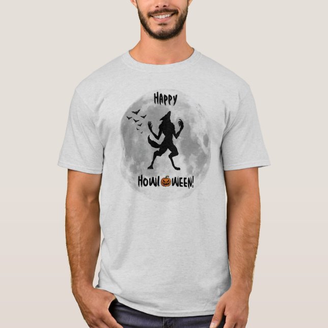 Happy Howl-o-ween Men's Funny T-shirt (Front)