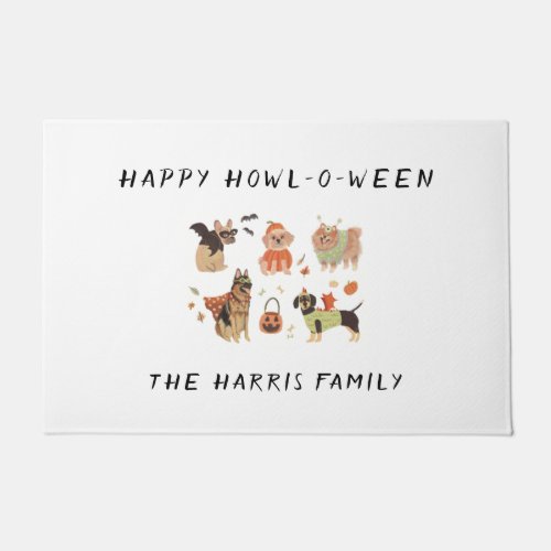 Happy Howl_o_ween Painted Dogs Halloween Doormat