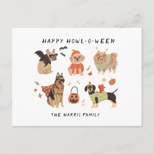 Happy Howl_o_ween Painted Dogs Halloween Food Labe Holiday Postcard