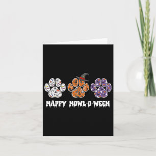 Happy Howl-o-ween Paw Print Halloween Card