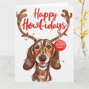 Happy Howli-Days Dachshund Christmas Card