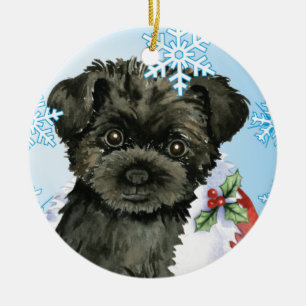 Happy Howliday Affenpinscher Ceramic Ornament