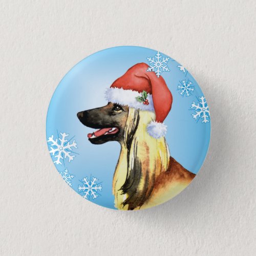 Happy Howliday Afghan Hound Button