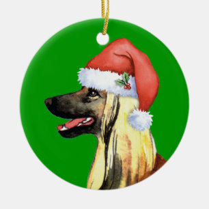 Happy Howliday Afghan Hound Ceramic Ornament