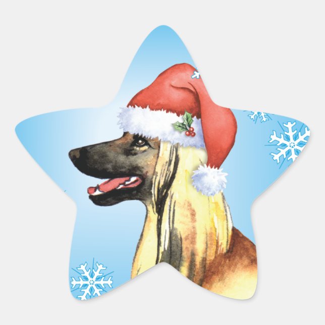 Happy Howliday Afghan Hound Star Sticker (Front)