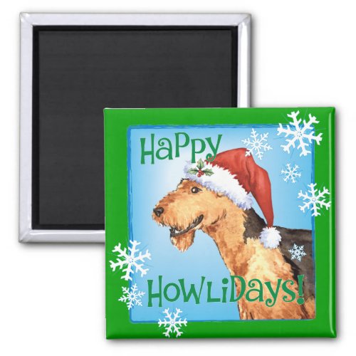Happy Howliday Airedale Magnet