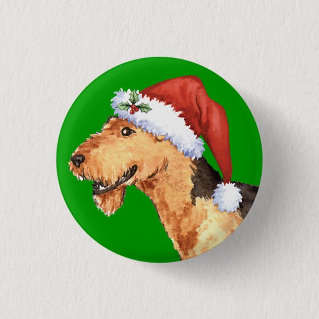 Happy Howliday Airedale Pinback Button (Front)