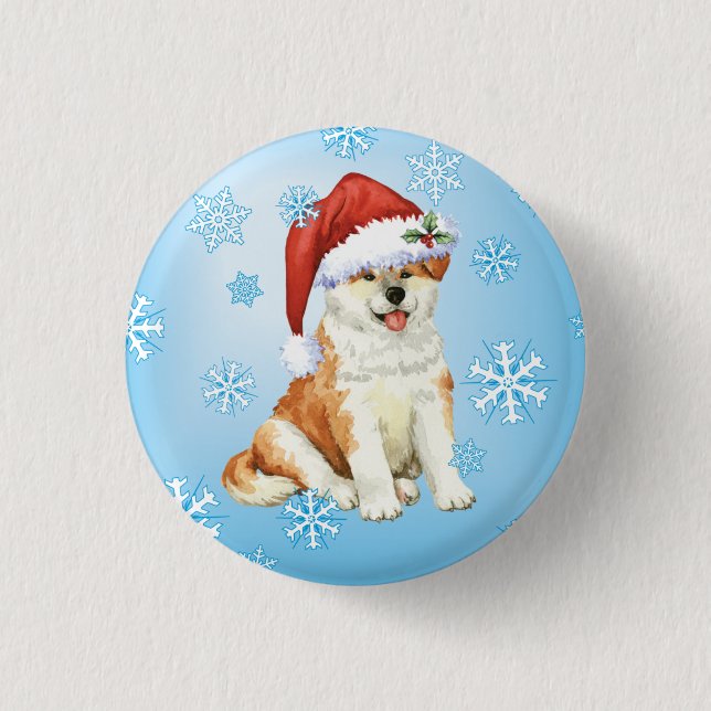 Happy Howliday Akita Button (Front)