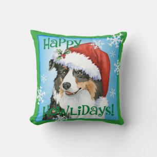 Happy Howliday Aussie Throw Pillow