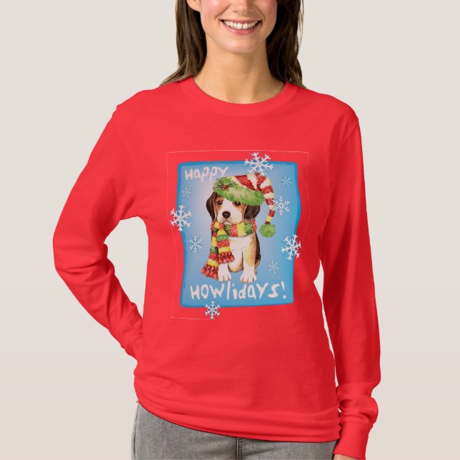 Happy Howliday Beagle T-Shirt (Front)