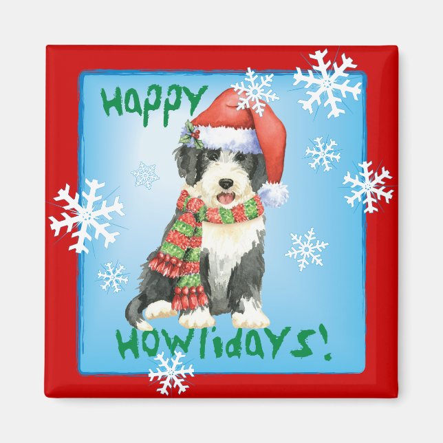Happy Howliday Beardie Magnet (Front)