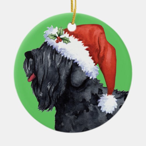 Happy Howliday Black Russian Terrier Ceramic Ornament