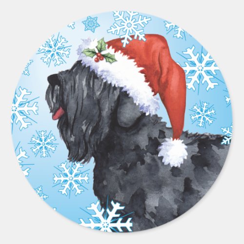 Happy Howliday Black Russian Terrier Classic Round Sticker