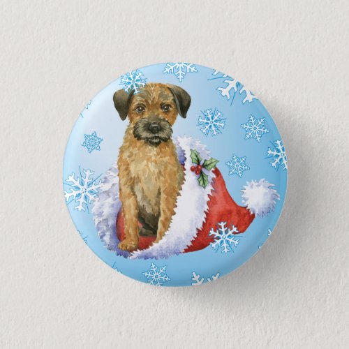 Happy Howliday Border Terrier Button