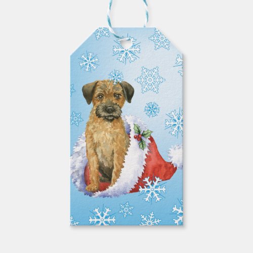 Happy Howliday Border Terrier Gift Tags