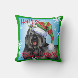 Happy Howliday Bouvier Throw Pillow