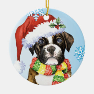Happy Howliday Boxer Ceramic Ornament