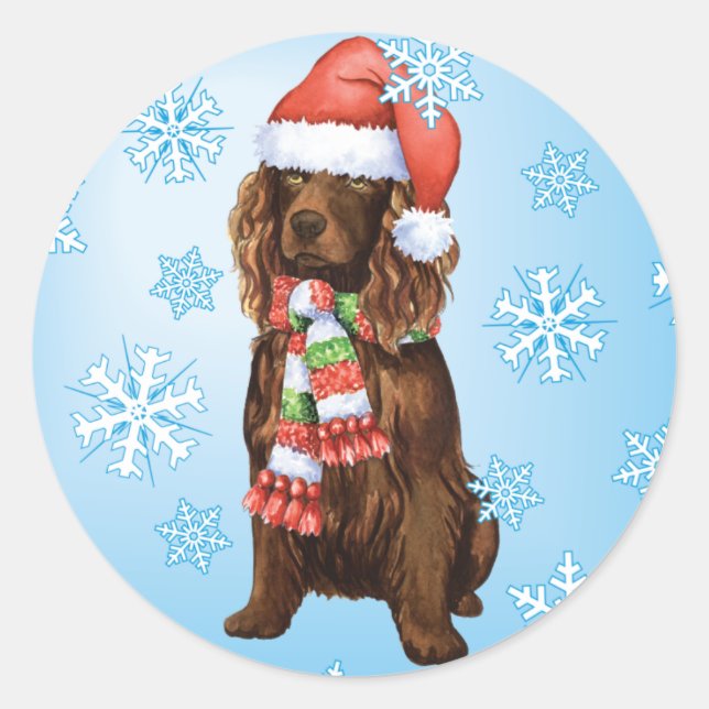 Happy Howliday Boykin Spaniel Classic Round Sticker (Front)