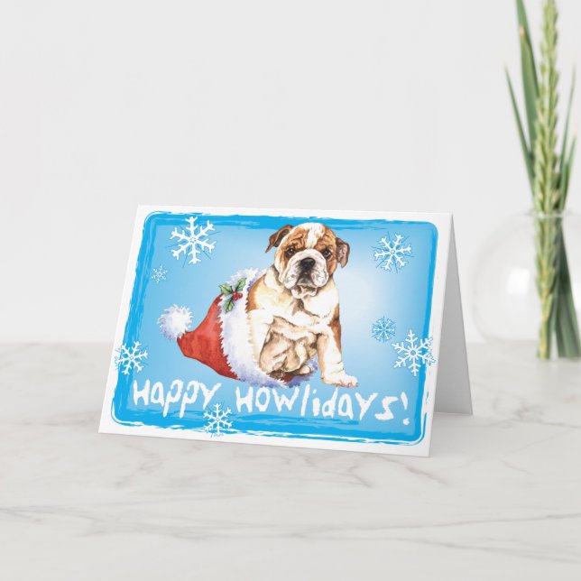 Happy Howliday Bulldog Holiday Card (Front)