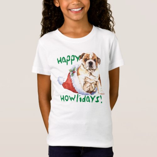 Happy Howliday Bulldog T_Shirt