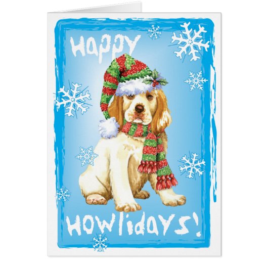 Happy Howliday Clumber Spaniel Cards (Front)