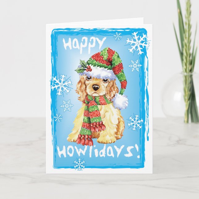 Happy Howliday Cocker Spaniel Holiday Card (Front)