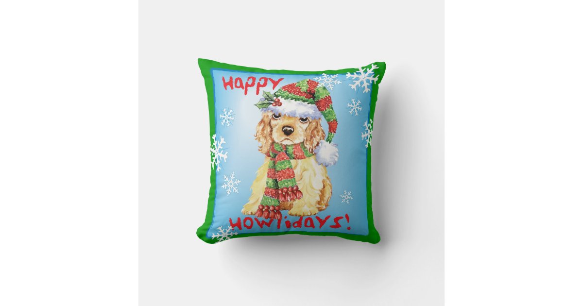 Happy Howliday Cocker Spaniel Throw Pillow | Zazzle