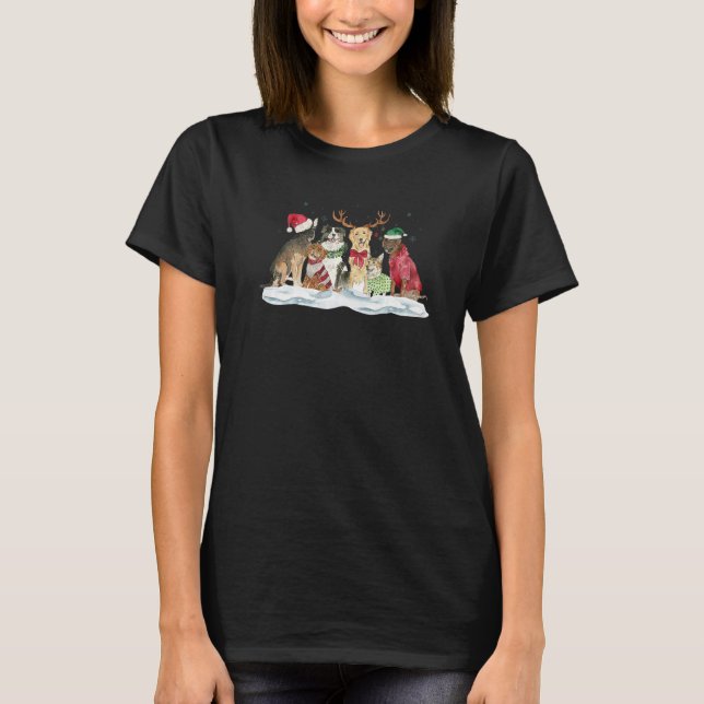 Happy Howliday Corgi Golden Retriever Poodle Chris T-Shirt (Front)