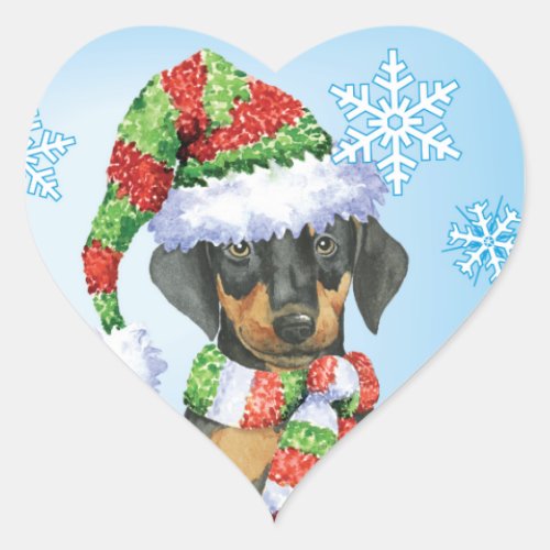 Happy Howliday Doberman Heart Sticker