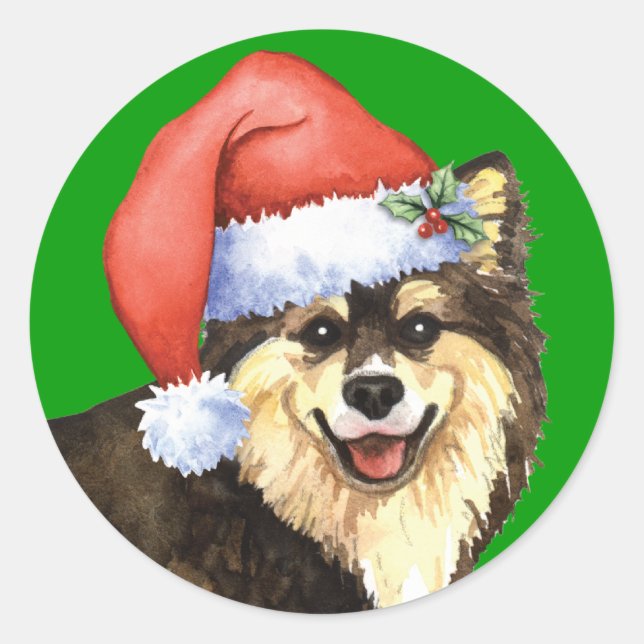 Happy Howliday Finnish Lapphund Classic Round Sticker (Front)