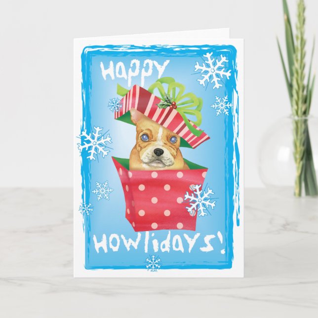 Happy Howliday French Bulldog Holiday Card (Front)