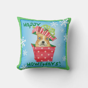 Happy Howliday French Bulldog Throw Pillow
