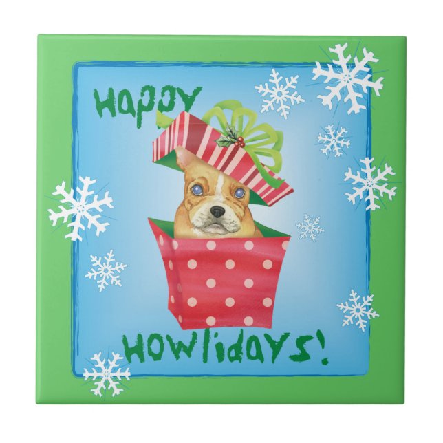 Happy Howliday French Bulldog Tile (Front)