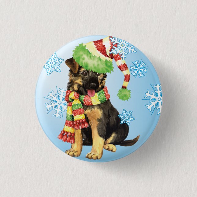 Happy Howliday German Shepherd Button (Front)