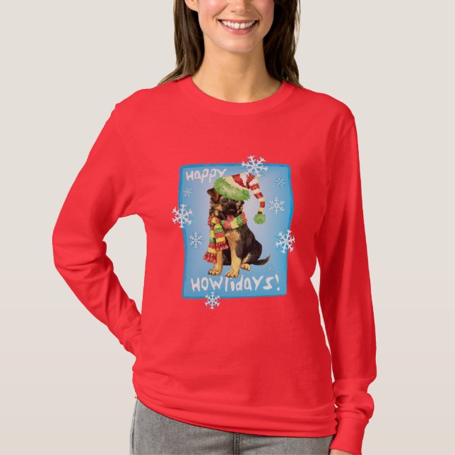 Happy Howliday German Shepherd T-Shirt (Front)