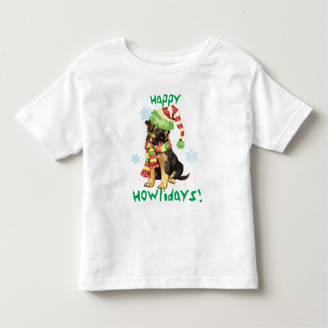 Happy Howliday German Shepherd Toddler T-shirt (Front)