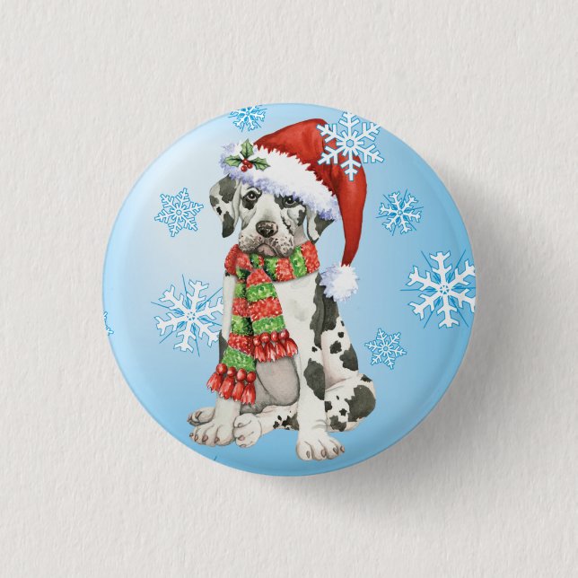 Happy Howliday Great Dane Button (Front)